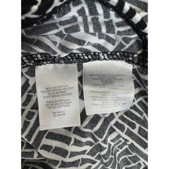 Size 14 Evan Picone Black‎ & White Print Faux-Wrap Dress Spring Summer Wedding - Picture 6 of 6